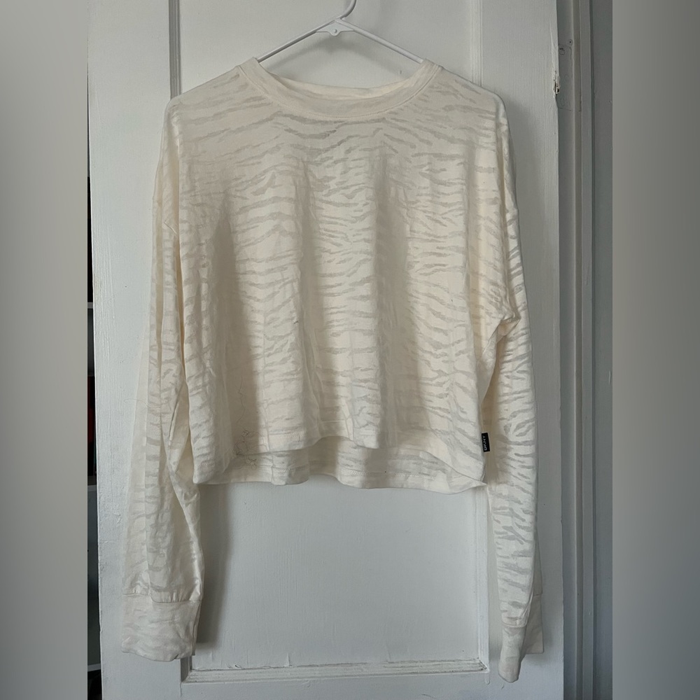 DKNY Tiger Stripe White Workout Top